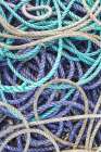 Amble, Morpeth, Northumberland, England. Purple and green ropes on the docks of Amble. Art Print